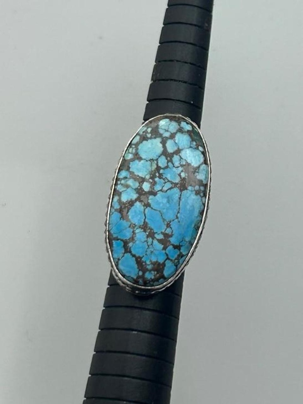 925 Silver Turquoise Oval Stone Ring in Blue - Jewelry